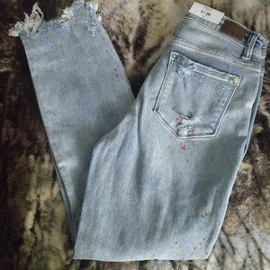 Judy Blue Jeans Womens 3 Blue High Rise Boyfriend Stretch Paint Splatter